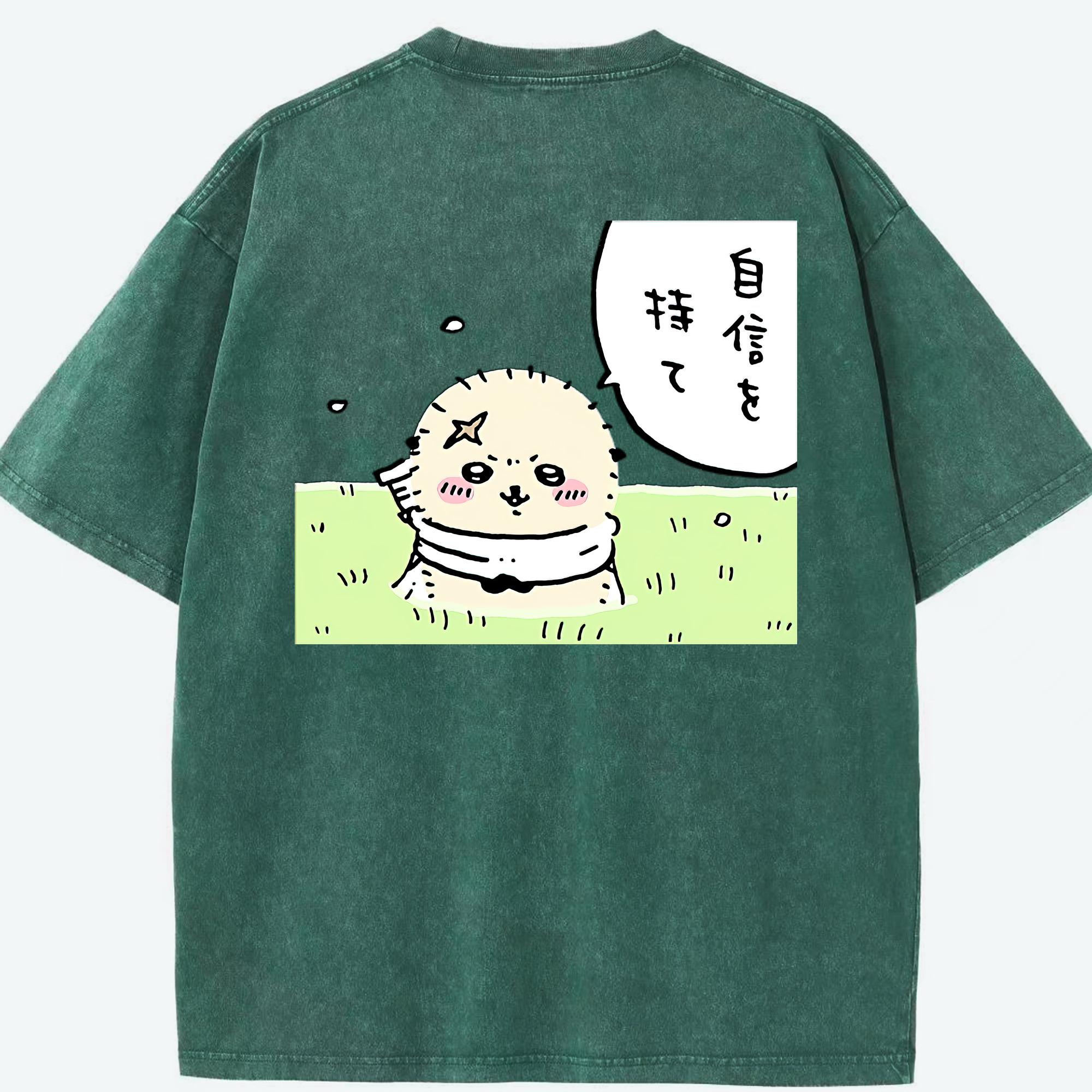 （画像用） ちいかわ ラッコ Chii-kawa Sea otter 綿100% ヴィンテージ風 半袖Tシャツ（背面プリント）